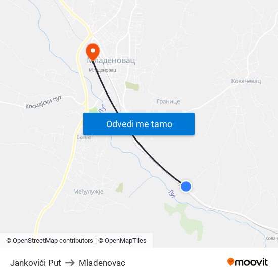 Jankovići Put to Mladenovac map