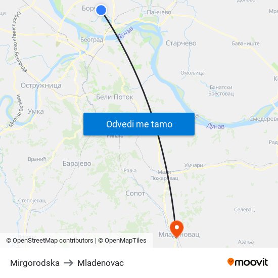 Mirgorodska to Mladenovac map