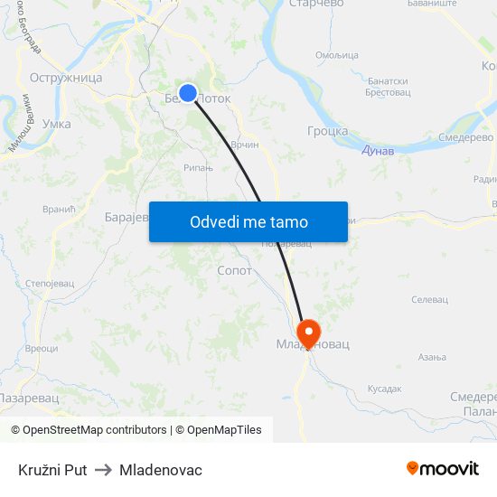 Kružni Put to Mladenovac map