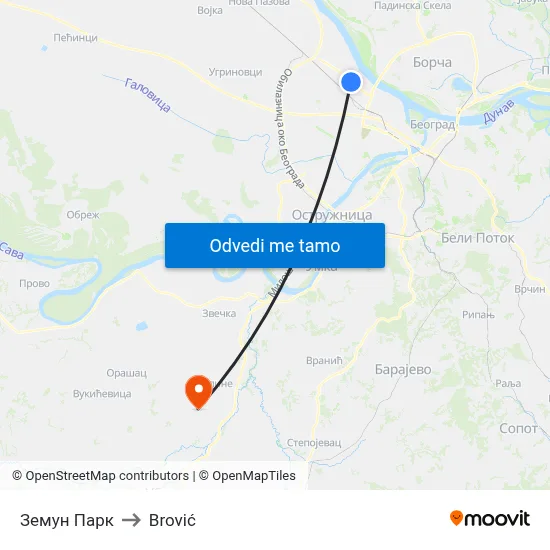 Земун Парк to Brović map