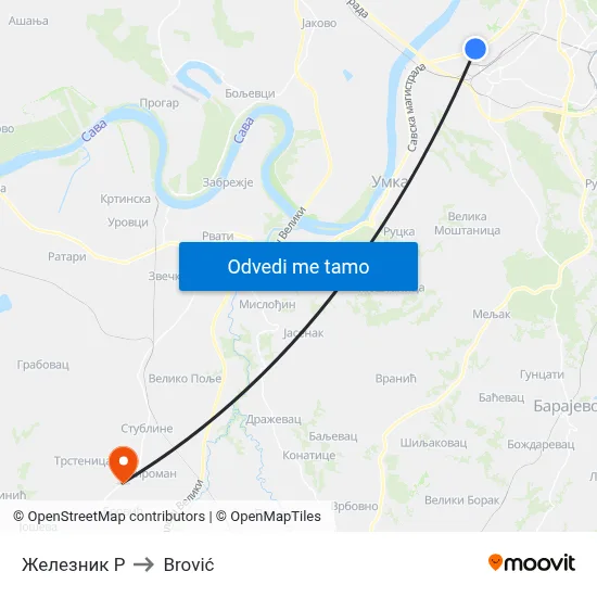Железник Р to Brović map