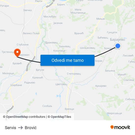 Servis to Brović map