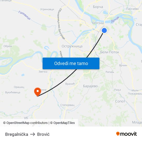 Bregalnička to Brović map