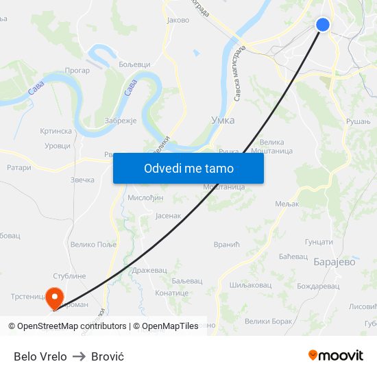 Belo Vrelo to Brović map
