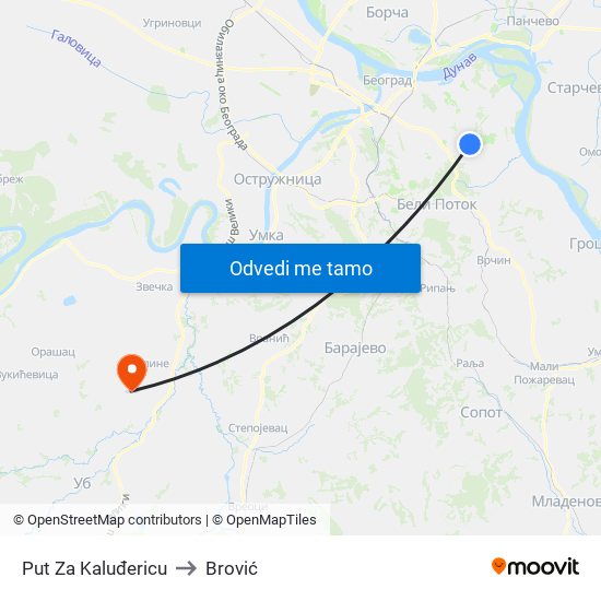 Put Za Kaluđericu to Brović map