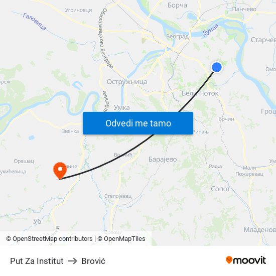 Put Za Institut to Brović map