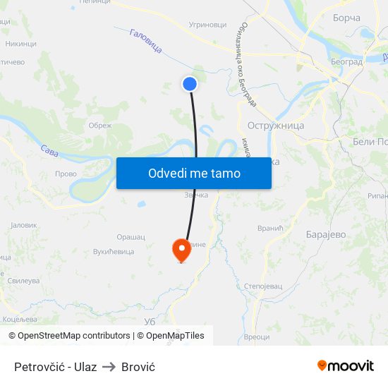 Petrovčić - Ulaz to Brović map