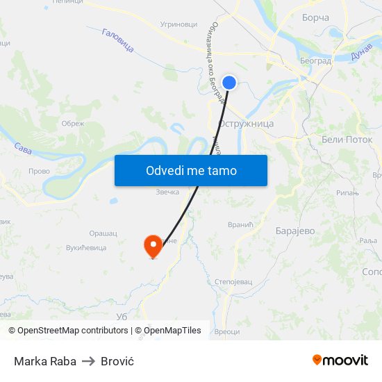 Marka Raba to Brović map