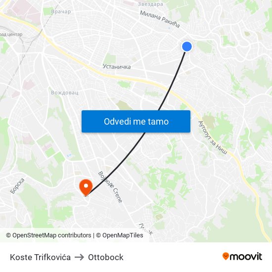 Koste Trifkovića to Ottobock map