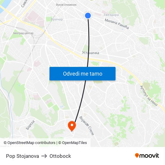 Pop Stojanova to Ottobock map