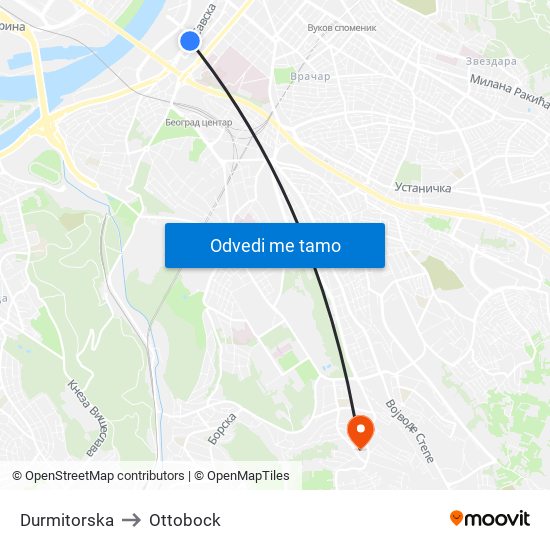 Durmitorska to Ottobock map