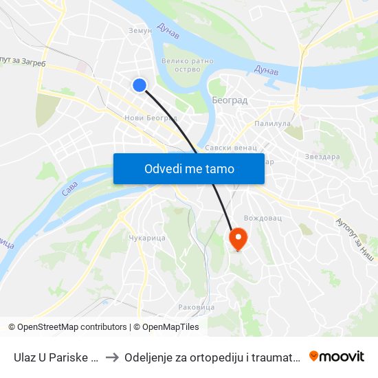 Ulaz U Pariske Komune to Odeljenje za ortopediju i traumatologiju odraslih map