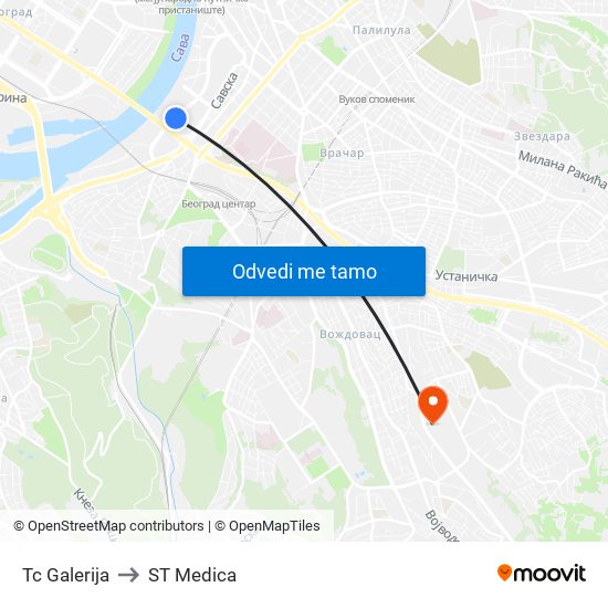 Tc Galerija to ST Medica map