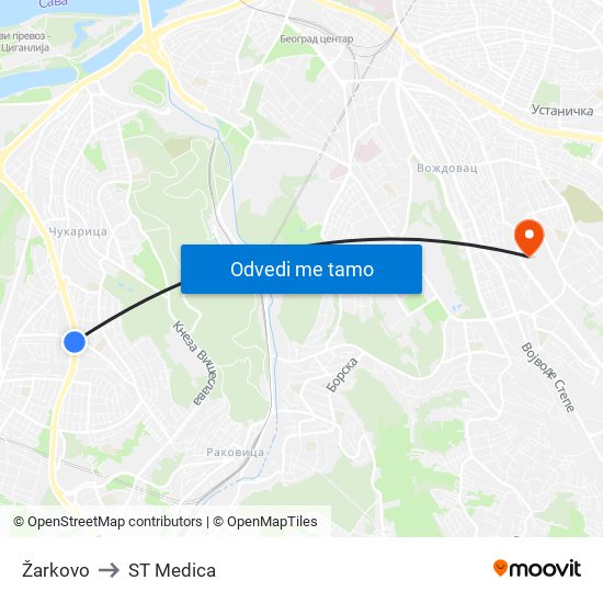 Žarkovo to ST Medica map