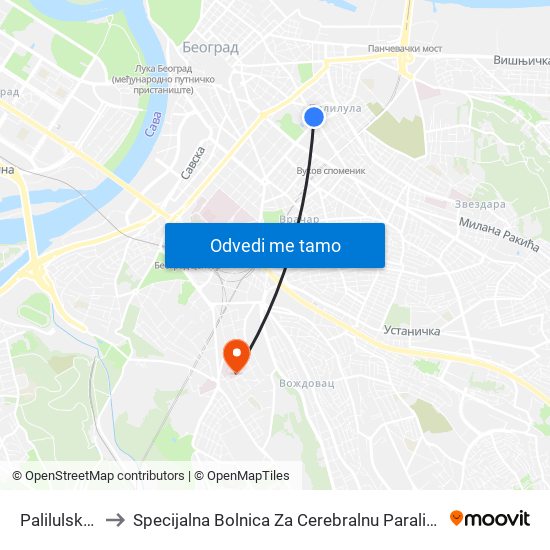 Palilulska Pijaca to Specijalna Bolnica Za Cerebralnu Paralizu I Razvojnu Neurologiju map