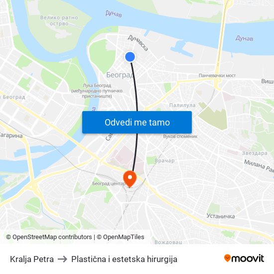 Kralja Petra to Plastična i estetska hirurgija map