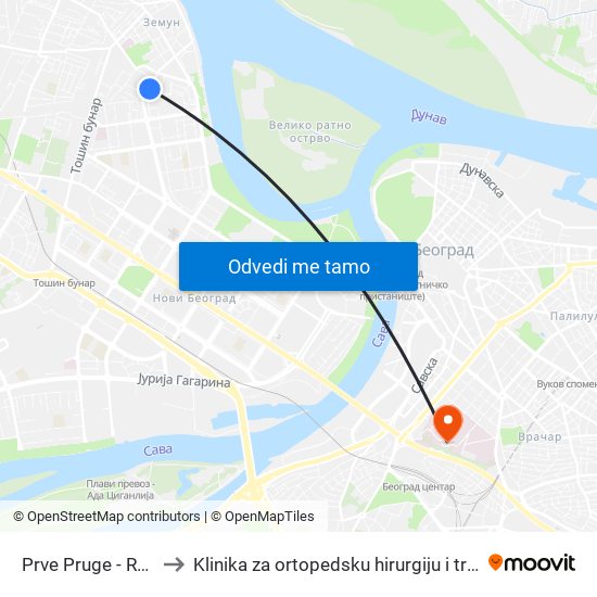 Prve Pruge - Retenzija to Klinika za ortopedsku hirurgiju i traumatologiju map