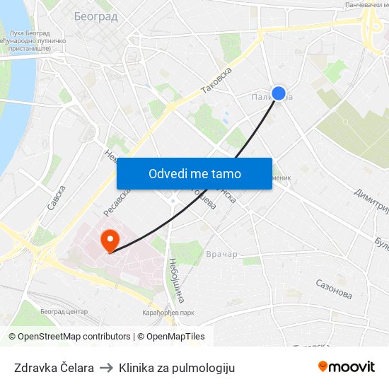 Zdravka Čelara to Klinika za pulmologiju map