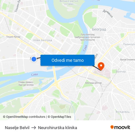 Naselje Belvil to Neurohirurška klinika map