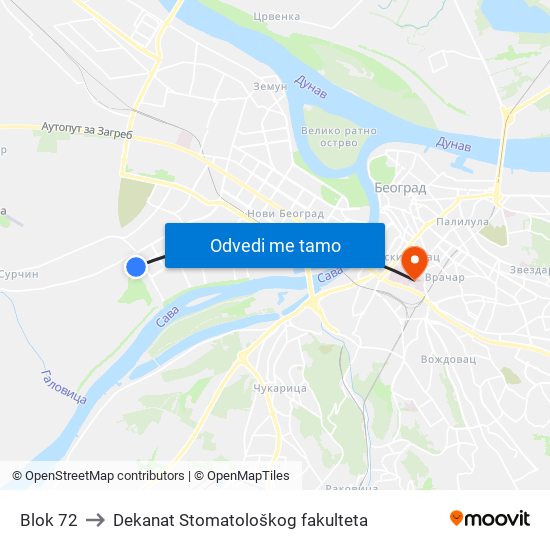 Blok 72 to Dekanat Stomatološkog fakulteta map