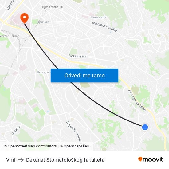 Vml to Dekanat Stomatološkog fakulteta map