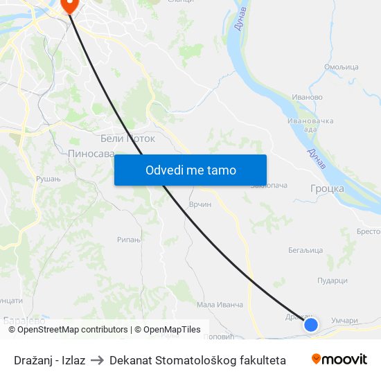 Dražanj - Izlaz to Dekanat Stomatološkog fakulteta map