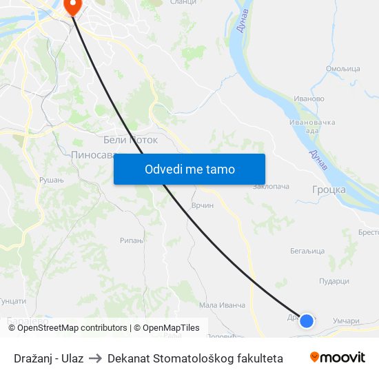 Dražanj - Ulaz to Dekanat Stomatološkog fakulteta map