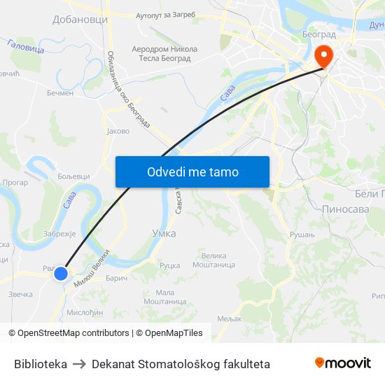 Biblioteka to Dekanat Stomatološkog fakulteta map