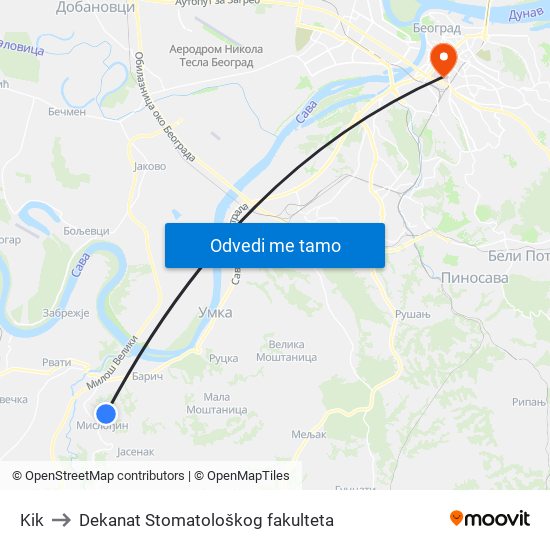 Kik to Dekanat Stomatološkog fakulteta map