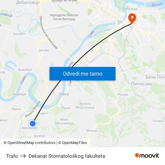 Trafo to Dekanat Stomatološkog fakulteta map