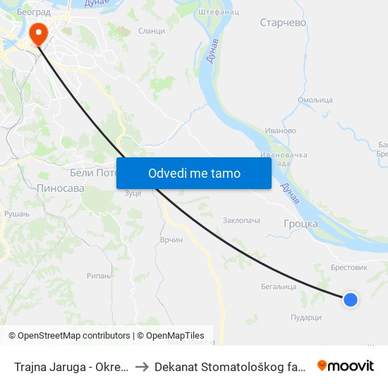 Trajna Jaruga - Okretnica to Dekanat Stomatološkog fakulteta map