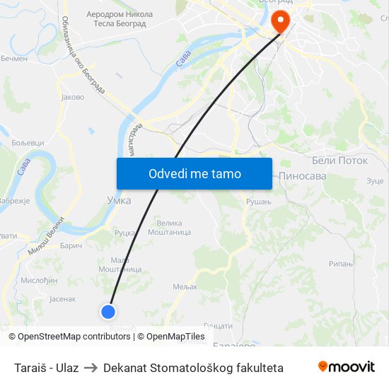 Taraiš - Ulaz to Dekanat Stomatološkog fakulteta map