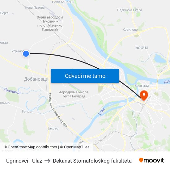 Ugrinovci - Ulaz to Dekanat Stomatološkog fakulteta map