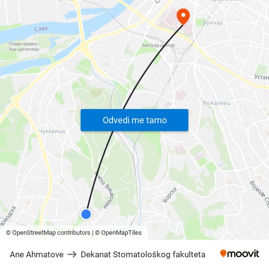 Ane Ahmatove to Dekanat Stomatološkog fakulteta map