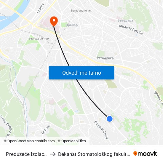 Preduzeće Izolacija to Dekanat Stomatološkog fakulteta map