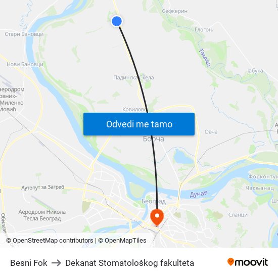 Besni Fok to Dekanat Stomatološkog fakulteta map