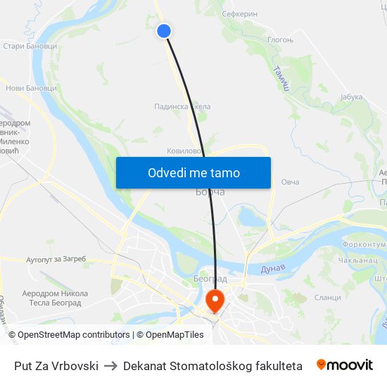 Put Za Vrbovski to Dekanat Stomatološkog fakulteta map