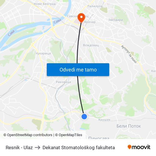 Resnik - Ulaz to Dekanat Stomatološkog fakulteta map