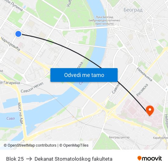 Blok 25 to Dekanat Stomatološkog fakulteta map