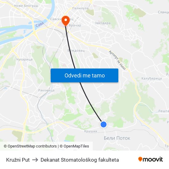 Kružni Put to Dekanat Stomatološkog fakulteta map