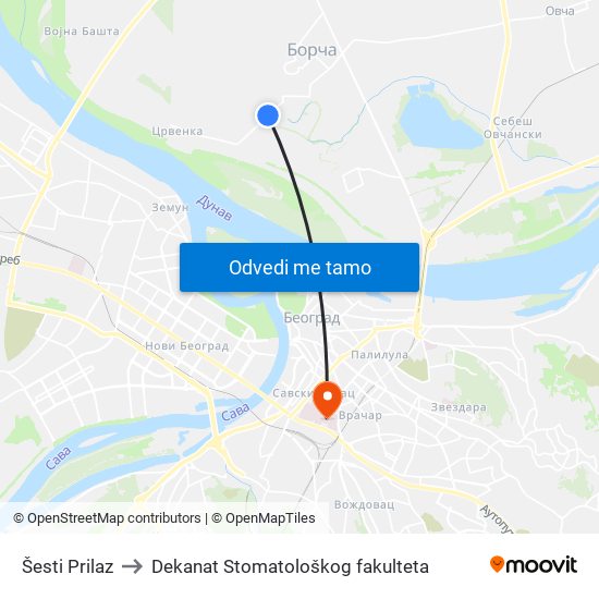 Šesti Prilaz to Dekanat Stomatološkog fakulteta map