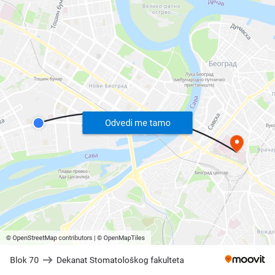Blok 70 to Dekanat Stomatološkog fakulteta map