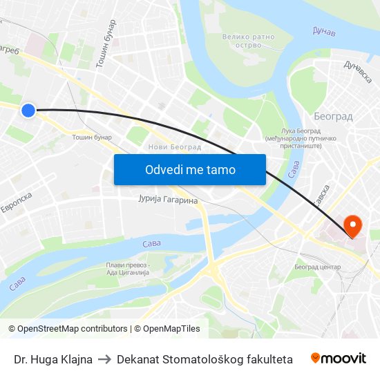 Dr. Huga Klajna to Dekanat Stomatološkog fakulteta map