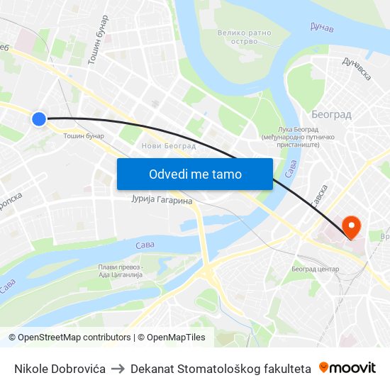 Nikole Dobrovića to Dekanat Stomatološkog fakulteta map