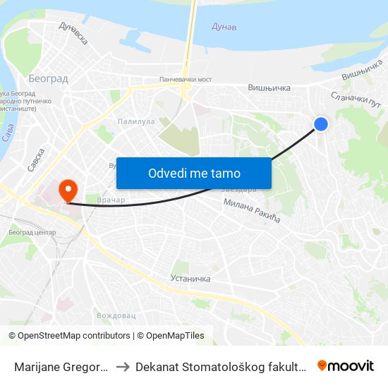Marijane Gregoran to Dekanat Stomatološkog fakulteta map