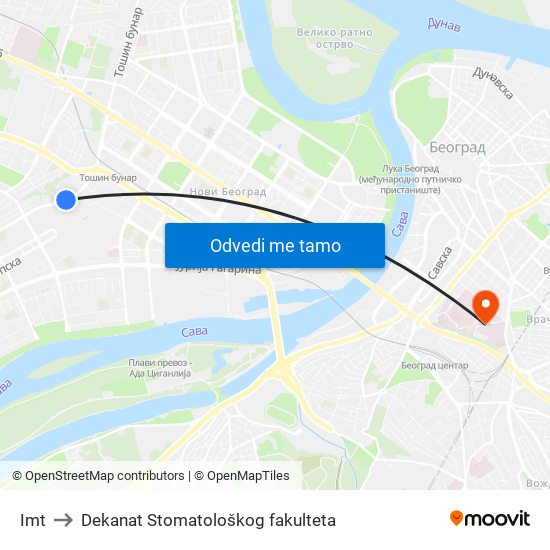 Imt to Dekanat Stomatološkog fakulteta map