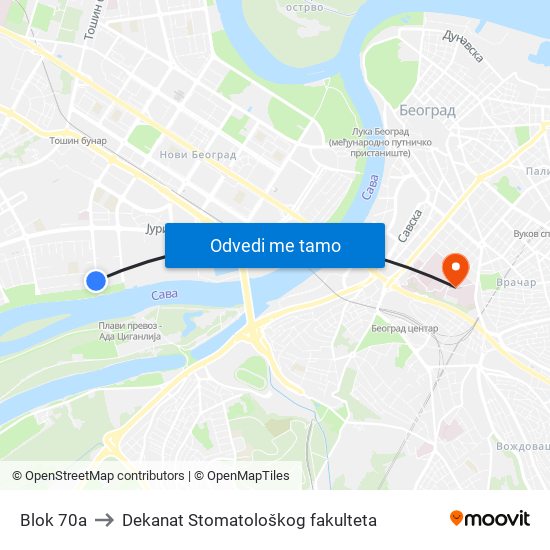 Blok 70a to Dekanat Stomatološkog fakulteta map