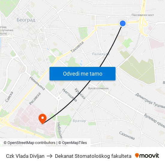 Czk Vlada Divljan to Dekanat Stomatološkog fakulteta map