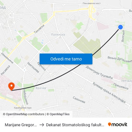 Marijane Gregoran to Dekanat Stomatološkog fakulteta map