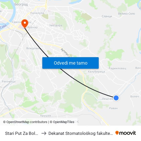 Stari Put Za Boleč to Dekanat Stomatološkog fakulteta map